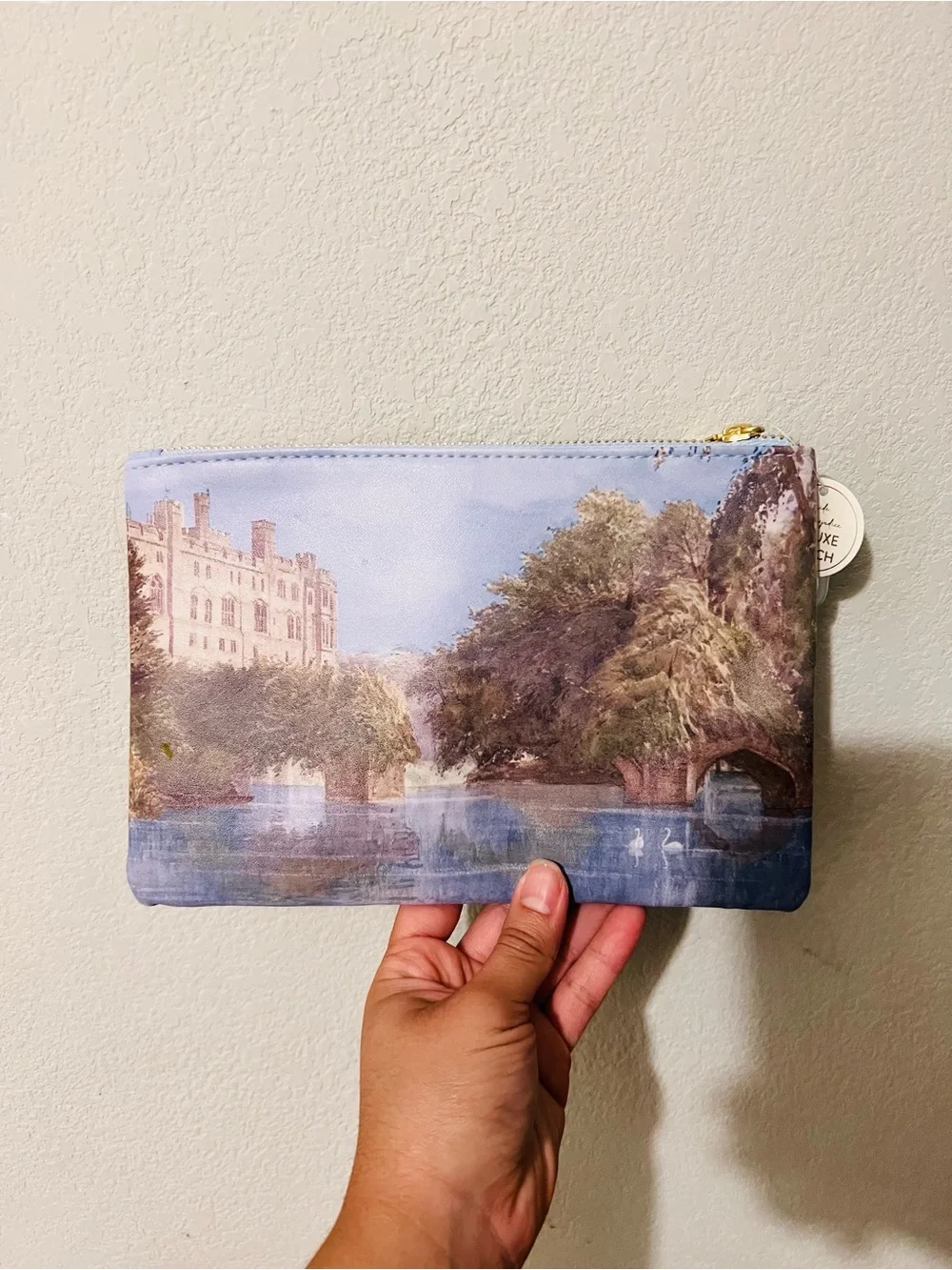 Scenic Pride & Prejudice Print Zip Pouch - Light Blue